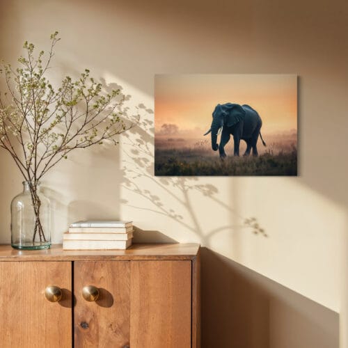 Lerretsbilde Elefant i Afrikansk Savanne 50x70 cm
