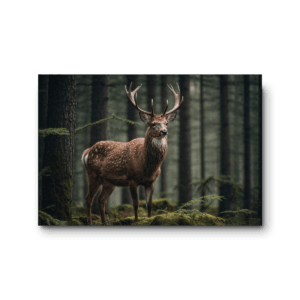 Høykvalitets lerretsbilde hjort i norsk skog