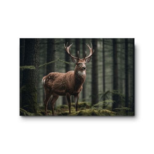 Høykvalitets lerretsbilde hjort i norsk skog