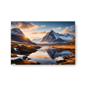 Høykvalitets lerretsbilde fjelltopper i morgenlys