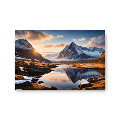 Høykvalitets lerretsbilde fjelltopper i morgenlys