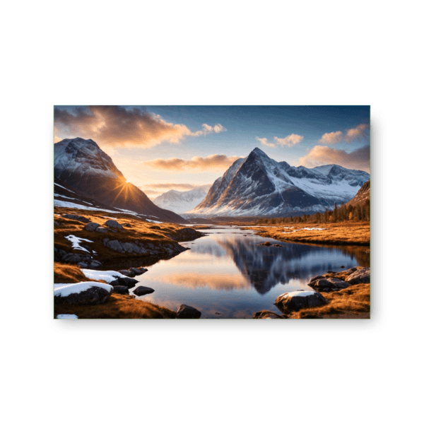 Høykvalitets lerretsbilde fjelltopper i morgenlys