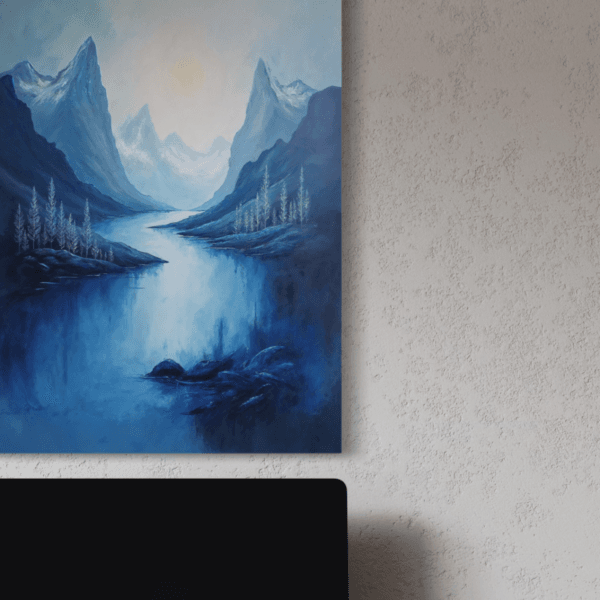 zbliżenie lerretsbilde abstrakt natur i blått Lerretsbilde – Abstrakt Natur i Blåt