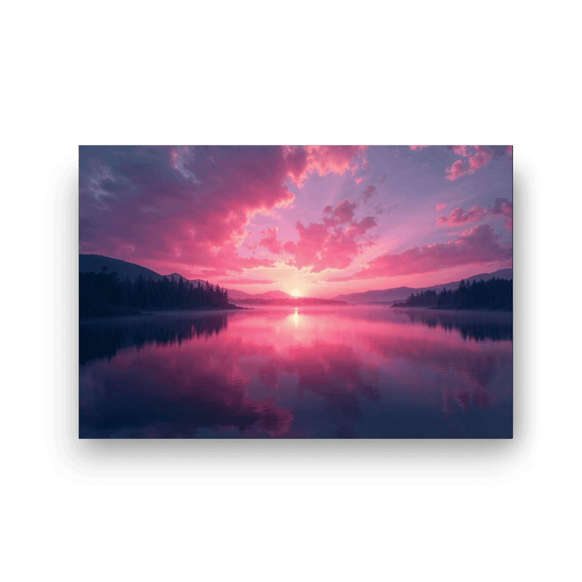 nærbilde Rosenrød Innsjø Solnedgang