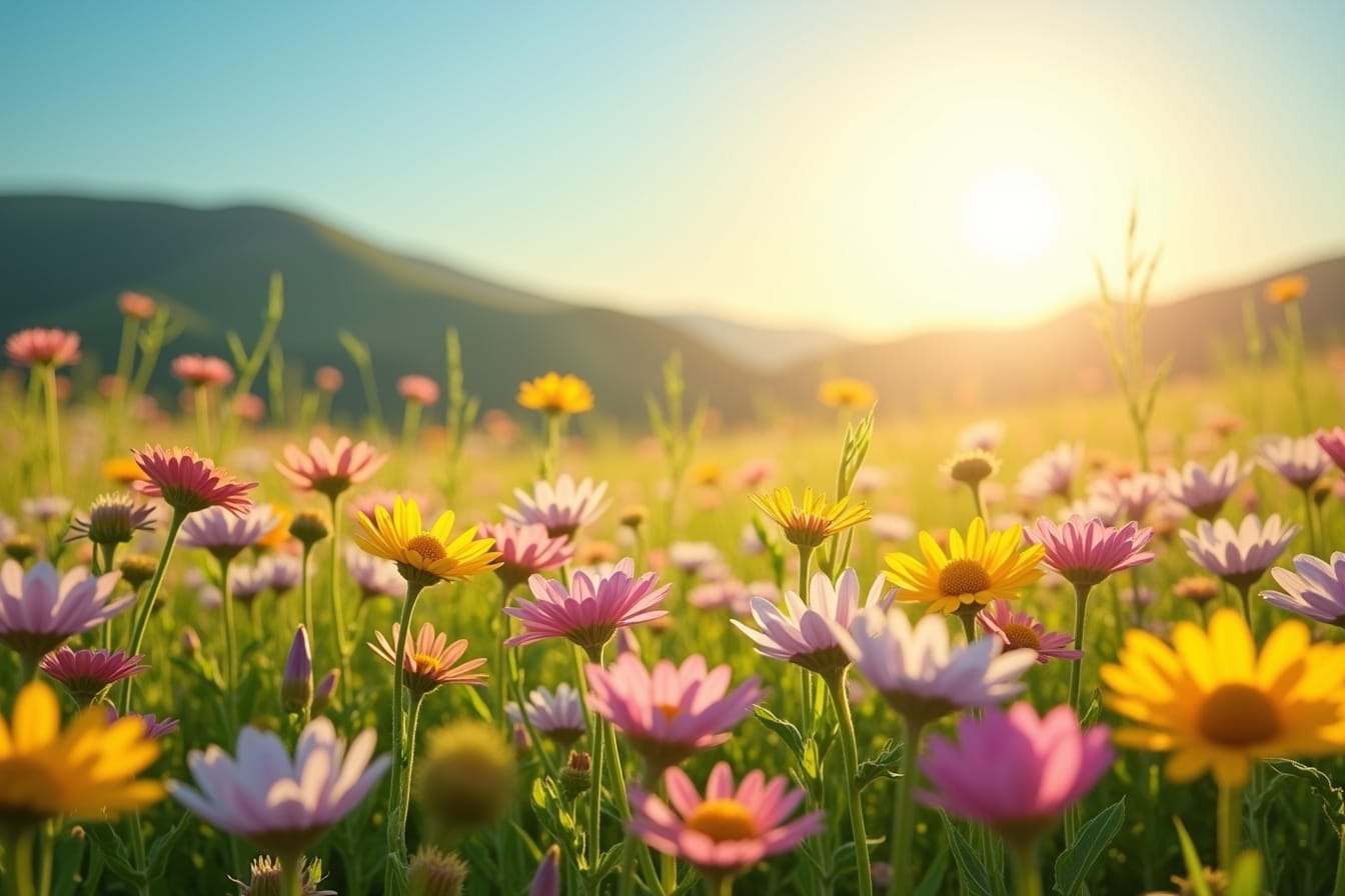 natur lerretsbilde landskap med blomster